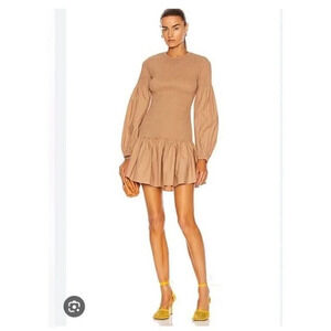 A.L.C. NWT Kora Cotton Smocked Mini Dress Size 2 Women’s In Brown/tan Cotton